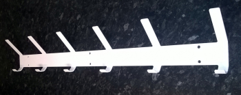 6 Hat And Coat Hooks Rail 708mm Long White Powder Coated 6 Hat And Coat Hooks Rail 708mm Long White Powder Coated