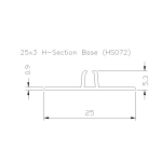 25 x 3 H-Section Base Mix 3.05 Mtr HS072