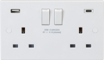 2 Gang Switched Socket c/w Dual USB Charger Type A & C 2 Gang Switched Socket c/w Dual USB Charger Type A & C
