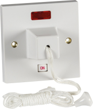 Pull Cord Ceiling Switch With Neon 45Amp