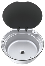 Thetford Basic Line 30 Round Sink c/w Glass Lid Thetford Basic Line 30 Round Sink c/w Glass Lid