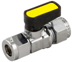 8mm Compression Ended Ball Valve c/w Yellow Insert
