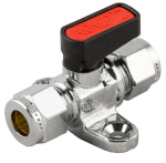 8mm Red Foot Mounted Ball Valve Compression Ended C/W