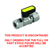 ***** CLEARANCE ***** 10mm Compression Ended Ball Valve c/w Yellow Insert