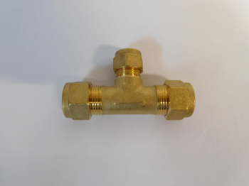15mm x 15mm x 10mm Unequal Tee Brass Compression Fitting