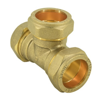 22mm Equal Tee Brass Compression Fitting