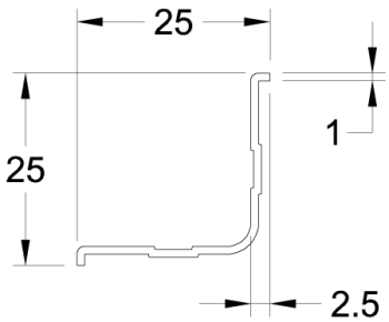 25 x 25 Int Ribbed Angle TM035